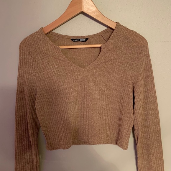 Notched Neck Rib Knit Tee - Picture 2 of 2